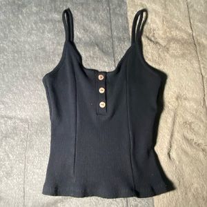 Black tank top with quarter button size XS